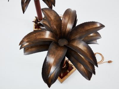 Maison Jansen Maison Jansen early palm tree lamps mahogany bronze 1960
