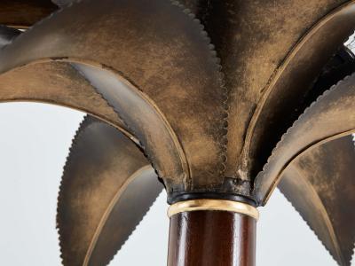 Maison Jansen Maison Jansen early palm tree lamps mahogany bronze 1960