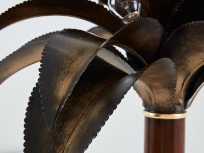 Maison Jansen Maison Jansen early palm tree lamps mahogany bronze 1960
