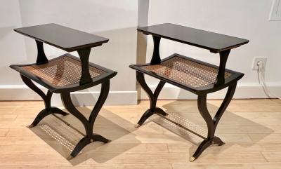 Maison Jansen Maison Jansen extremely refined charming black lacquered pair of side table