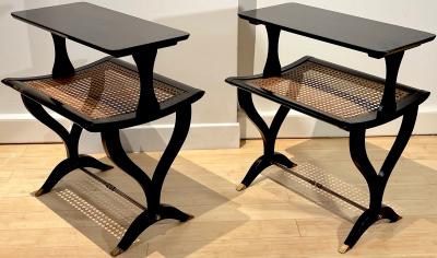 Maison Jansen Maison Jansen extremely refined charming black lacquered pair of side table