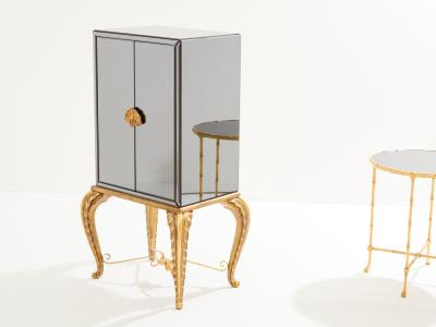 Maison Jansen Maison Jansen gilt wood and mirrored bar cabinet 1940