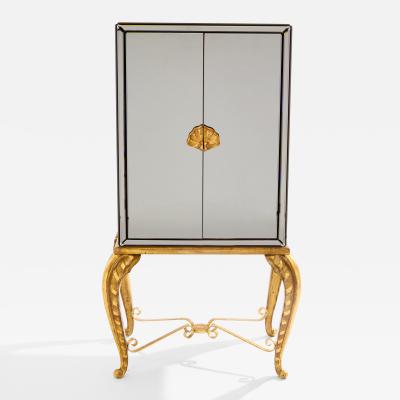 Maison Jansen Maison Jansen gilt wood and mirrored bar cabinet 1940