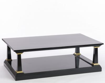 Maison Jansen Maison Jansen longest spectacular 2 tiers black and gold leaf coffee table