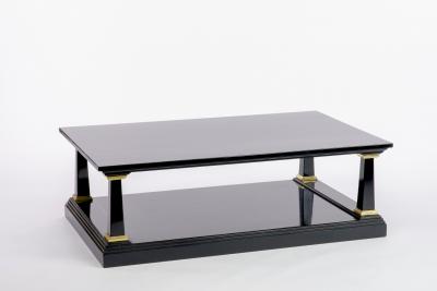 Maison Jansen Maison Jansen longest spectacular 2 tiers black and gold leaf coffee table