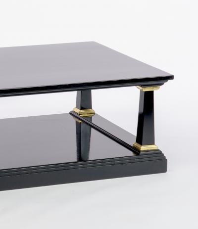 Maison Jansen Maison Jansen longest spectacular 2 tiers black and gold leaf coffee table