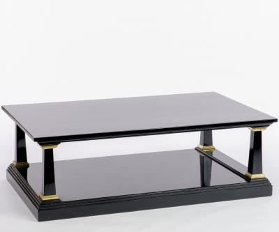 Maison Jansen Maison Jansen longest spectacular 2 tiers black and gold leaf coffee table