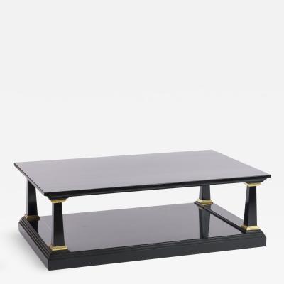 Maison Jansen Maison Jansen longest spectacular 2 tiers black and gold leaf coffee table