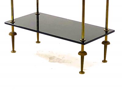 Maison Jansen Maison Jansen pair of 2 tier side table in black opaline and bronze