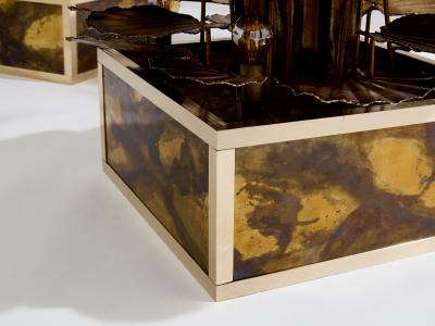 Maison Jansen Maison Jansen pair of brass reeds water lilies floor lamps 1970s