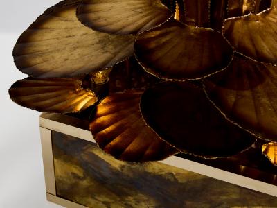 Maison Jansen Maison Jansen pair of brass reeds water lilies floor lamps 1970s