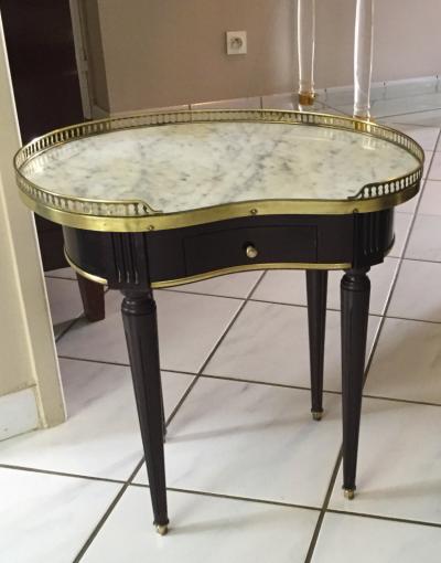 Maison Jansen Maison Jansen rarest kidney shaped pair of refined gold bronze side tables