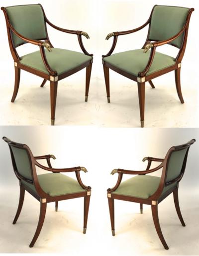 Maison Jansen Maison Jansen refine set of 4 silver greyhound arm chairs