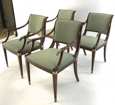 Maison Jansen Maison Jansen refine set of 4 silver greyhound arm chairs