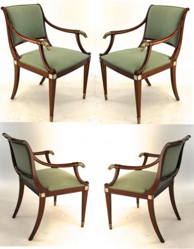 Maison Jansen Maison Jansen refine set of 4 silver greyhound arm chairs