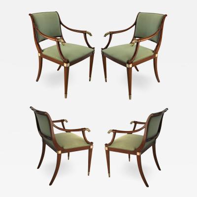 Maison Jansen Maison Jansen refine set of 4 silver greyhound arm chairs