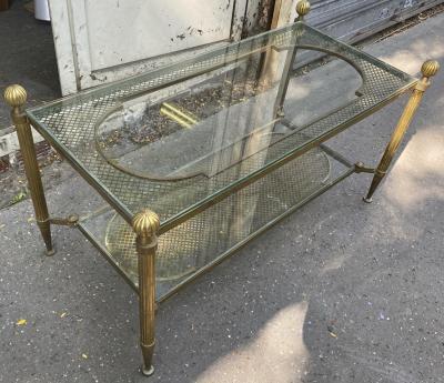 Maison Jansen Maison Jansen refined 2 tier large coffee table with gold bronze accent