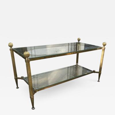 Maison Jansen Maison Jansen refined 2 tier large coffee table with gold bronze accent