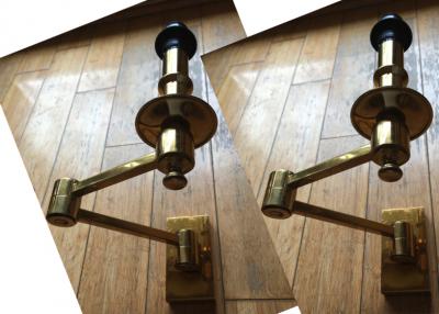 Maison Jansen Maison Jansen refined gold extendable pair of sconces