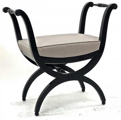 Maison Jansen Maison Jansen refined harp shaped of black lacquered stool