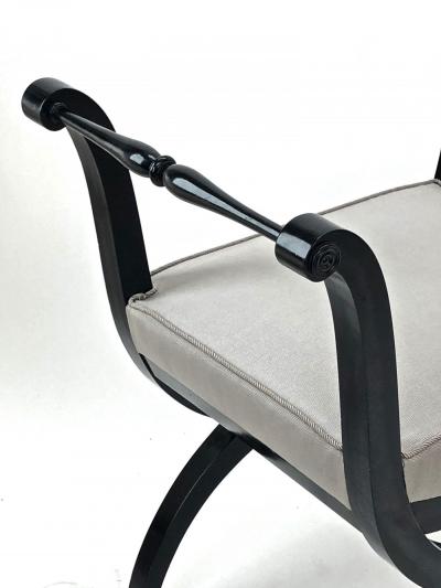 Maison Jansen Maison Jansen refined harp shaped of black lacquered stool