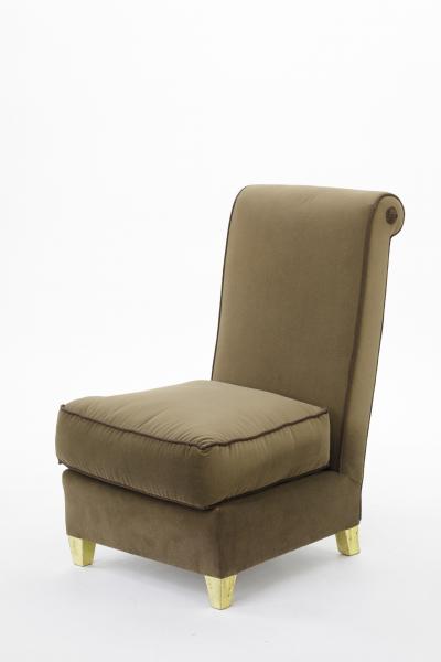 Maison Jansen Maison Jansen refined pair of slipper chairs with gold leaf legs