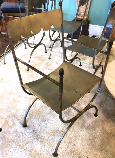 Maison Jansen Maison Jansen set of 6 refined wrought iron french 40s chairs