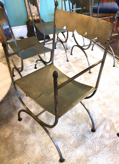 Maison Jansen Maison Jansen set of 6 refined wrought iron french 40s chairs