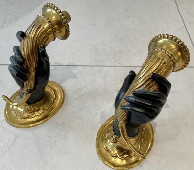 Maison Jansen Maison Jansen superb gold bronze cornucopia pair of sconces