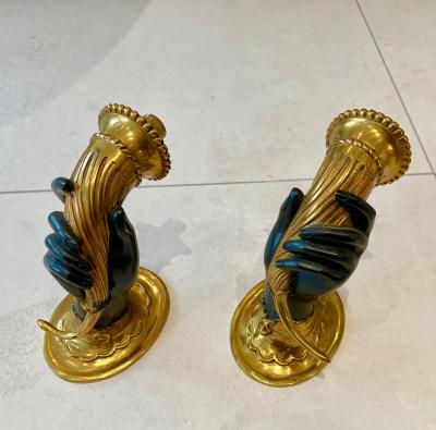 Maison Jansen Maison Jansen superb gold bronze cornucopia pair of sconces