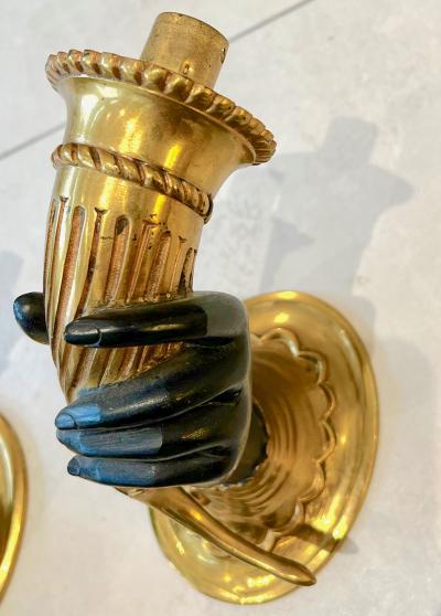 Maison Jansen Maison Jansen superb gold bronze cornucopia pair of sconces