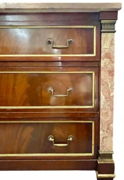 Maison Jansen Marble Top Bronze Mounted Maison Jansen Style Marble Column Front Commode