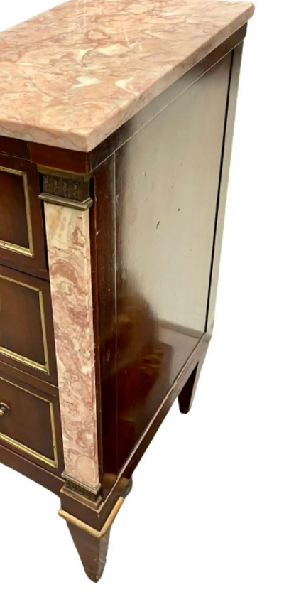 Maison Jansen Marble Top Bronze Mounted Maison Jansen Style Marble Column Front Commode