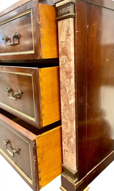 Maison Jansen Marble Top Bronze Mounted Maison Jansen Style Marble Column Front Commode