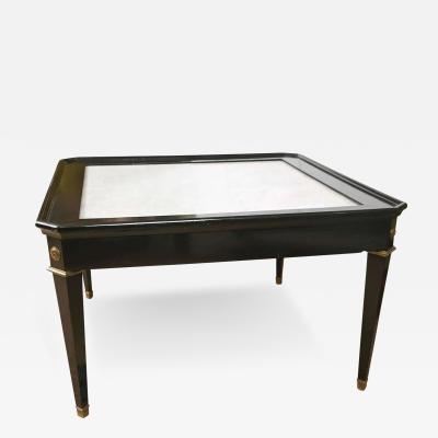 Maison Jansen Marble Top Ebony Coffee Cocktail Table Hollywood Regency
