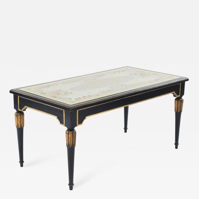 Maison Jansen Mid Century Ebonized Coffee Table with an glomis Top