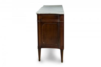 Maison Jansen Mid Century French 3 Drawer Shaped Chest with White Marble Top