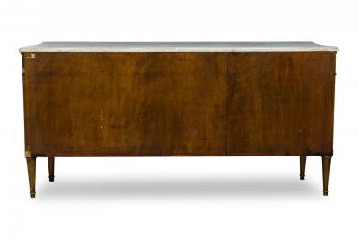 Maison Jansen Mid Century French 3 Drawer Shaped Chest with White Marble Top