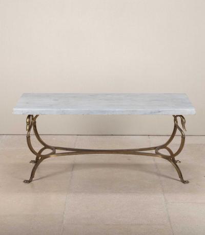 Maison Jansen Mid Century French Maison Jansen Marble Top Coffee Table
