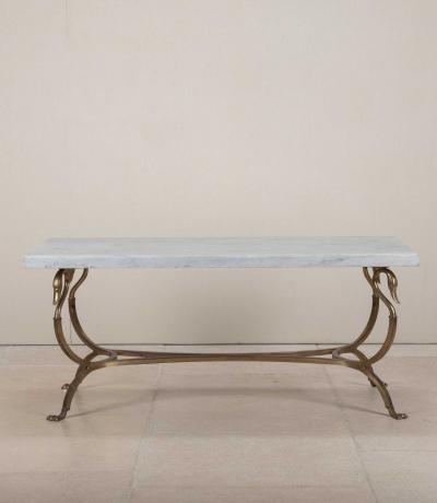 Maison Jansen Mid Century French Maison Jansen Marble Top Coffee Table