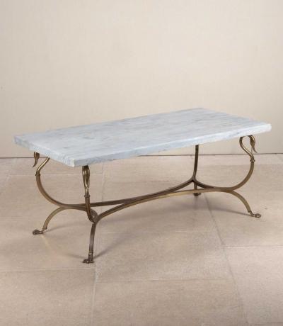Maison Jansen Mid Century French Maison Jansen Marble Top Coffee Table