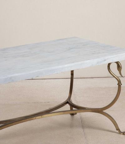 Maison Jansen Mid Century French Maison Jansen Marble Top Coffee Table