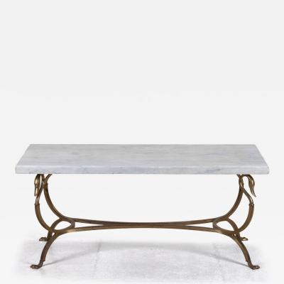 Maison Jansen Mid Century French Maison Jansen Marble Top Coffee Table