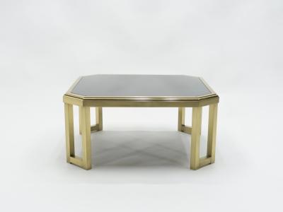 Maison Jansen Mid Century brass black opaline end table by Maison Jansen 1970s