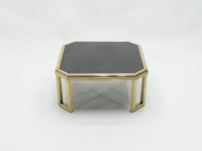 Maison Jansen Mid Century brass black opaline end table by Maison Jansen 1970s
