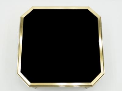 Maison Jansen Mid Century brass black opaline end table by Maison Jansen 1970s