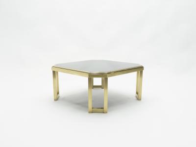 Maison Jansen Mid Century brass black opaline end table by Maison Jansen 1970s