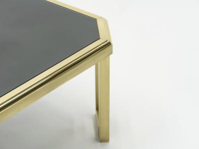 Maison Jansen Mid Century brass black opaline end table by Maison Jansen 1970s