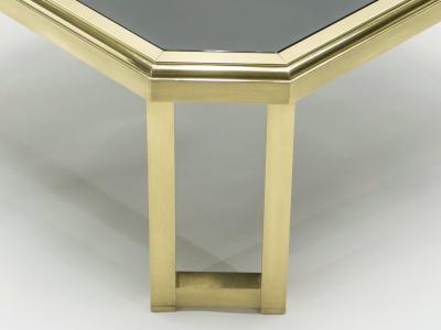 Maison Jansen Mid Century brass black opaline end table by Maison Jansen 1970s