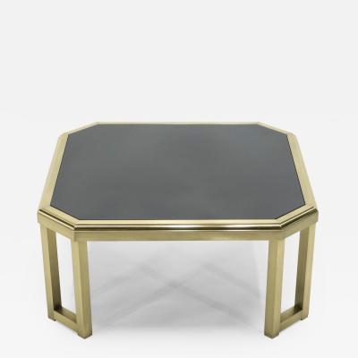 Maison Jansen Mid Century brass black opaline end table by Maison Jansen 1970s